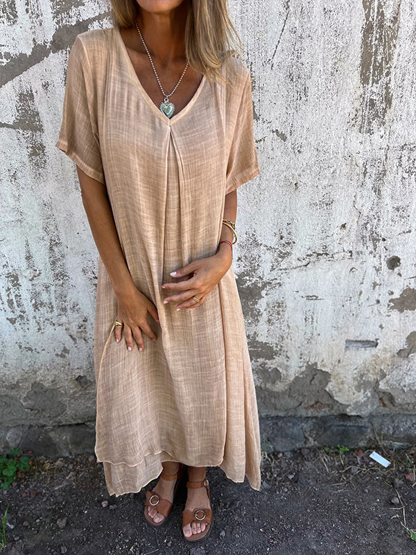 Violette™ | Lockeres Kleid mit V-Ausschnitt