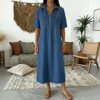 Lässiges Midi-Hemdkleid aus Denim mit Taschen