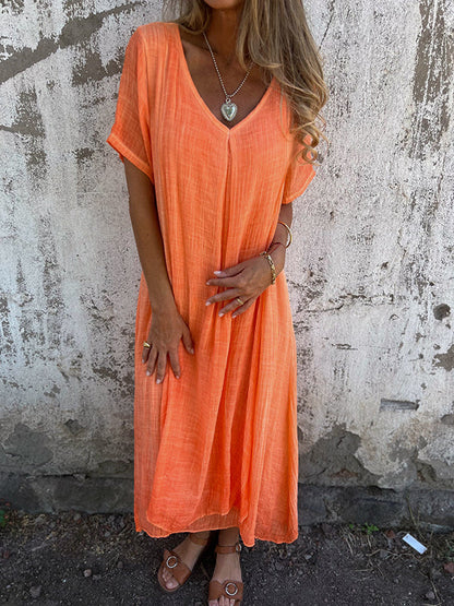 Violette™ | Lockeres Kleid mit V-Ausschnitt