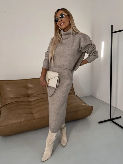 VANIKA™ | Winter-Strick-Set - Midikleid + Gratis Rollkragenpullover