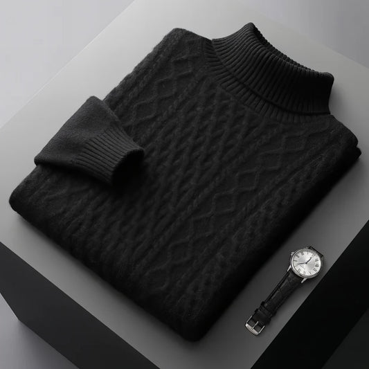 VINCENZO™ | Merinowolle Strukturiert Rollkragenpullover
