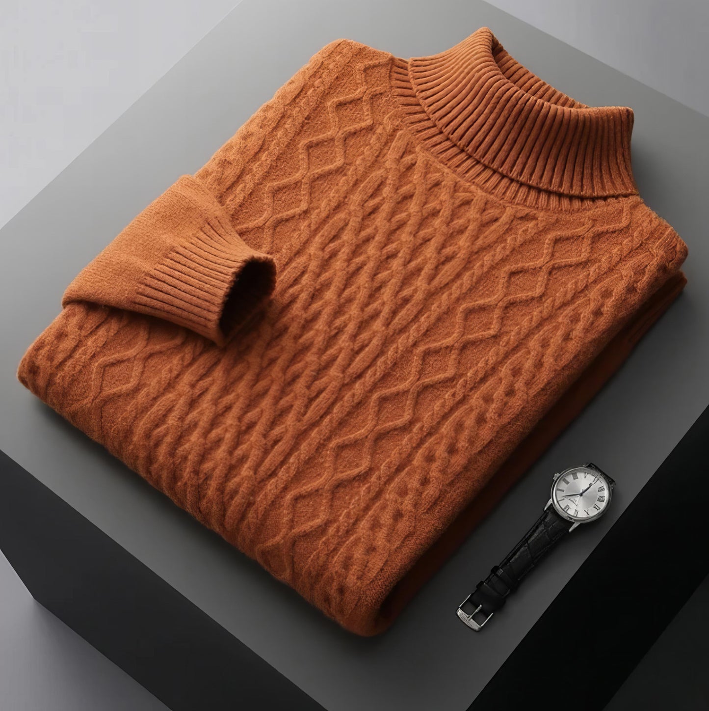 VINCENZO™ | Merinowolle Strukturiert Rollkragenpullover