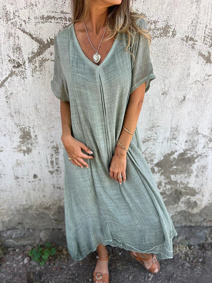 Violette™ | Lockeres Kleid mit V-Ausschnitt