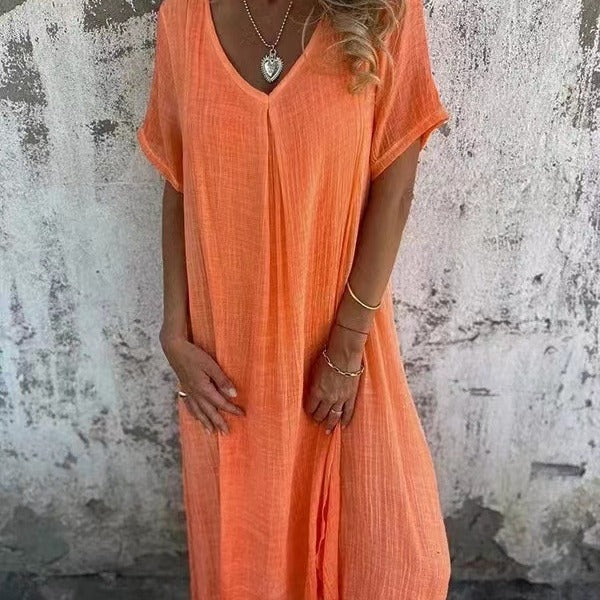 Violette™ | Lockeres Kleid mit V-Ausschnitt