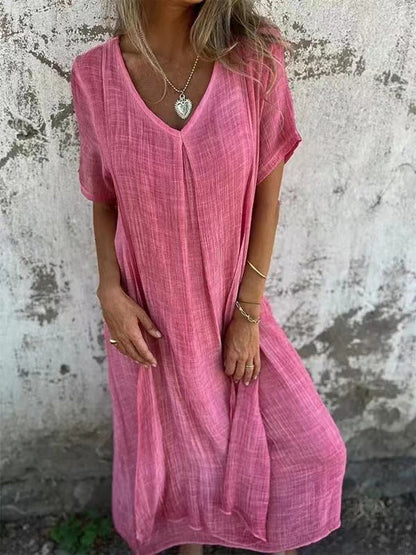 Violette™ | Lockeres Kleid mit V-Ausschnitt