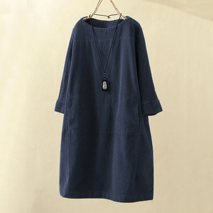 LUNA™ | Vintage Herbst Kord Midikleid